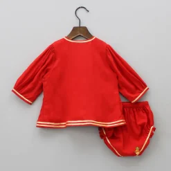 Outlet Multi Colour Bird Embroidered Jamna With Matching Cap And Booties Twinning Sets | Baby Essentials
