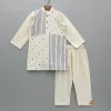 Outlet Multi Pattern Embroidered Off White Kurta With Pyjama BOY Indian Ethnic Wear | Ethnic Sets