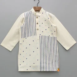Outlet Multi Pattern Embroidered Off White Kurta With Pyjama BOY Indian Ethnic Wear | Ethnic Sets