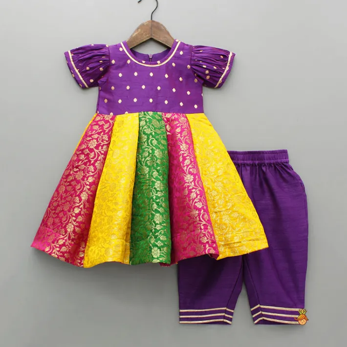 New Multicolour Anarkali Kurti With Pant And Dupatta Ethnic Wear | Churidars & Salwars