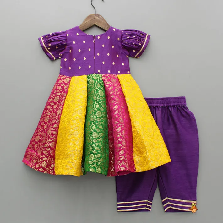 New Multicolour Anarkali Kurti With Pant And Dupatta Ethnic Wear | Churidars & Salwars