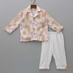 Online Multicolour Animal Printed Bamboo Fabric Top With Pyjama BOY Sleep Wear | Sleepwear