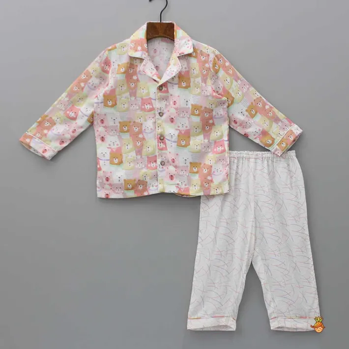 Online Multicolour Animal Printed Bamboo Fabric Top With Pyjama BOY Sleep Wear | Sleepwear