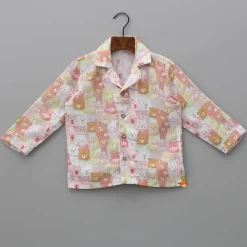 Online Multicolour Animal Printed Bamboo Fabric Top With Pyjama BOY Sleep Wear | Sleepwear