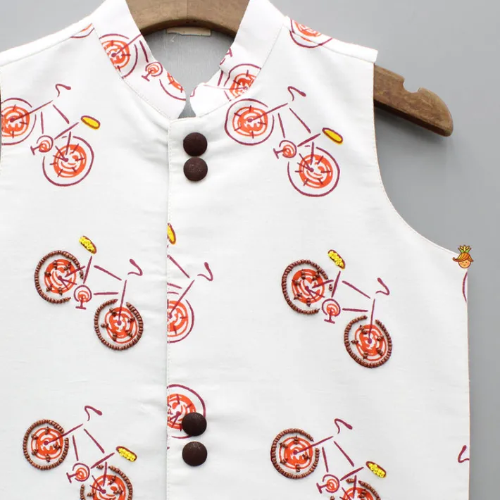 Best Multicolour Bicycle Printed Jacket BOY Indian Ethnic Wear | Ethnic Jackets