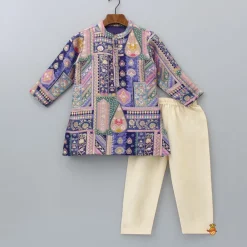 Fashion Multicolour Brocade Embroidered Kurta With Beige Colour Pyjama BOY Indian Ethnic Wear | Ethnic Sets