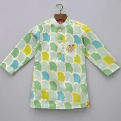 Best Multicolour Brocade Kurta And White Pyjama BOY Indian Ethnic Wear | Ethnic Sets