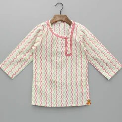 Best Multicolour Chevron Printed Side Open Kurta With Pyjama BOY Indian Ethnic Wear | Ethnic Sets