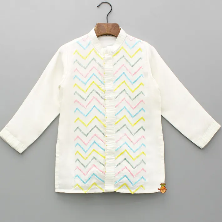 Outlet Multicolour Cut Dana Embroidered Kurta And Pyjama BOY Indian Ethnic Wear | Ethnic Sets
