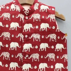 Sale Multicolour Elephant Printed Jacket BOY Indian Ethnic Wear | Ethnic Jackets