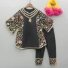 Hot Multicolour Embroidered Black Kurti With Pant And Dupatta Twinning Sets | Ethnic Wear