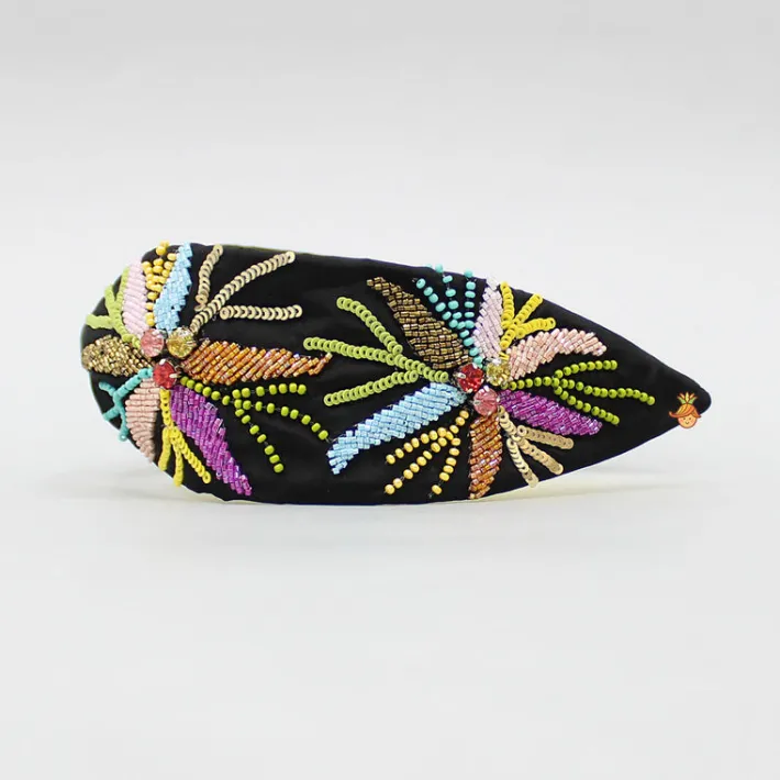 New Multicolour Embroidered Black Hairband Hair Accessories | Hair Bands