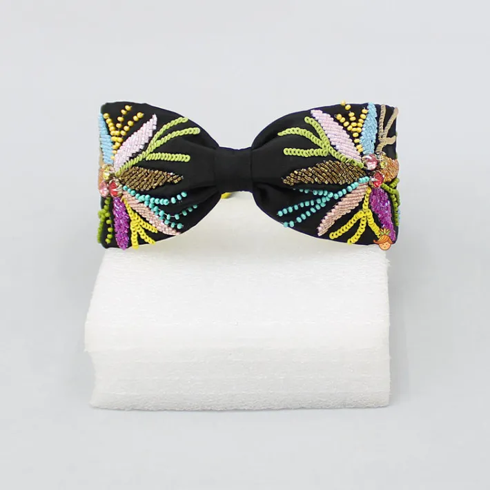New Multicolour Embroidered Black Hairband Hair Accessories | Hair Bands