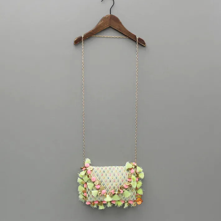Discount Multicolour Embroidered Green Sling Bag Bags