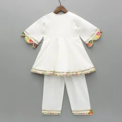 Fashion Multicolour Embroidered Kurti And Pant With Dupatta Ethnic Wear | Churidars & Salwars