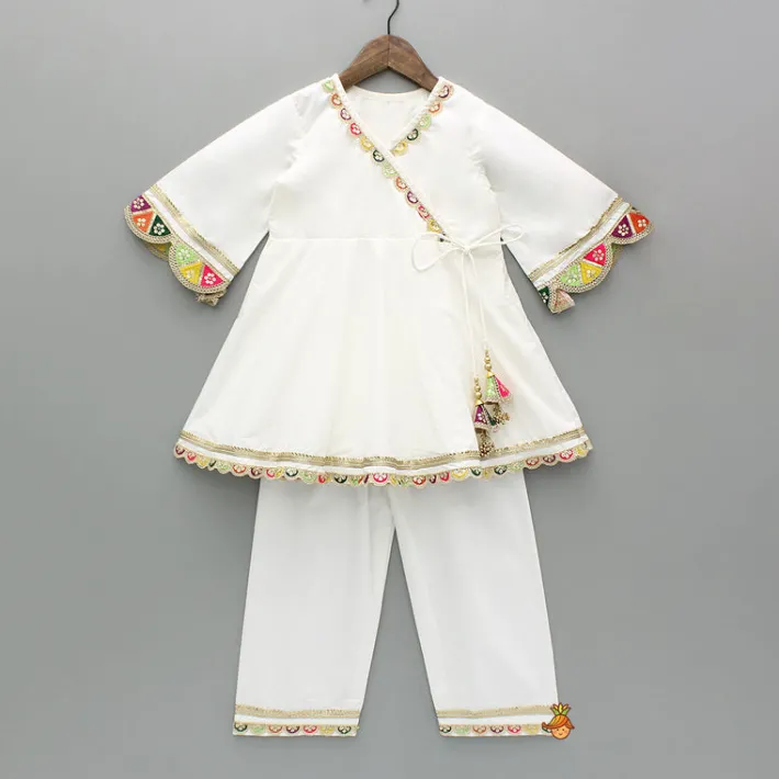 Fashion Multicolour Embroidered Kurti And Pant With Dupatta Ethnic Wear | Churidars & Salwars