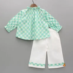 Fashion Multicolour Floral Hand Block Printed Top And Pyjama Sleepwear