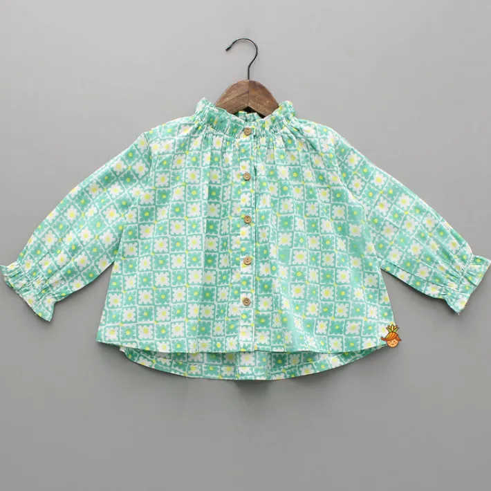 Fashion Multicolour Floral Hand Block Printed Top And Pyjama Sleepwear