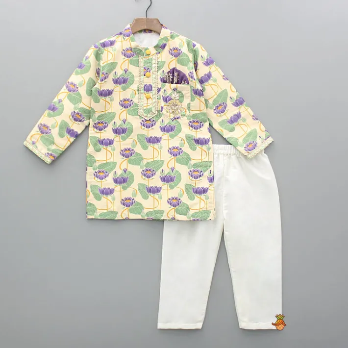 Discount Multicolour Floral Printed Kurta And Pyjama BOY Twinning Sets | Indian Ethnic Wear
