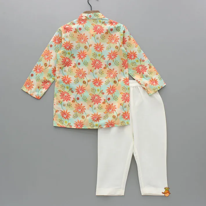 Clearance Multicolour Floral Printed Kurta And Pyjama BOY Indian Ethnic Wear | Ethnic Sets