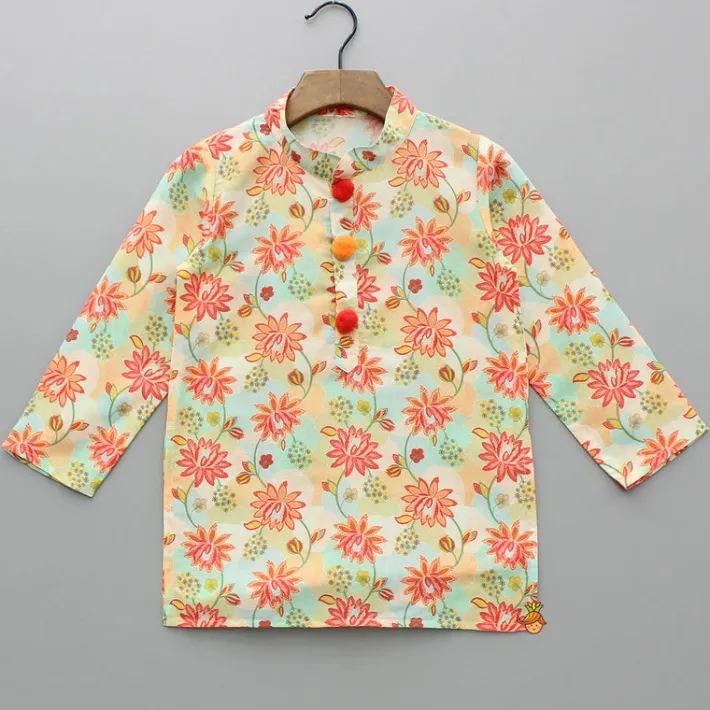 Clearance Multicolour Floral Printed Kurta And Pyjama BOY Indian Ethnic Wear | Ethnic Sets