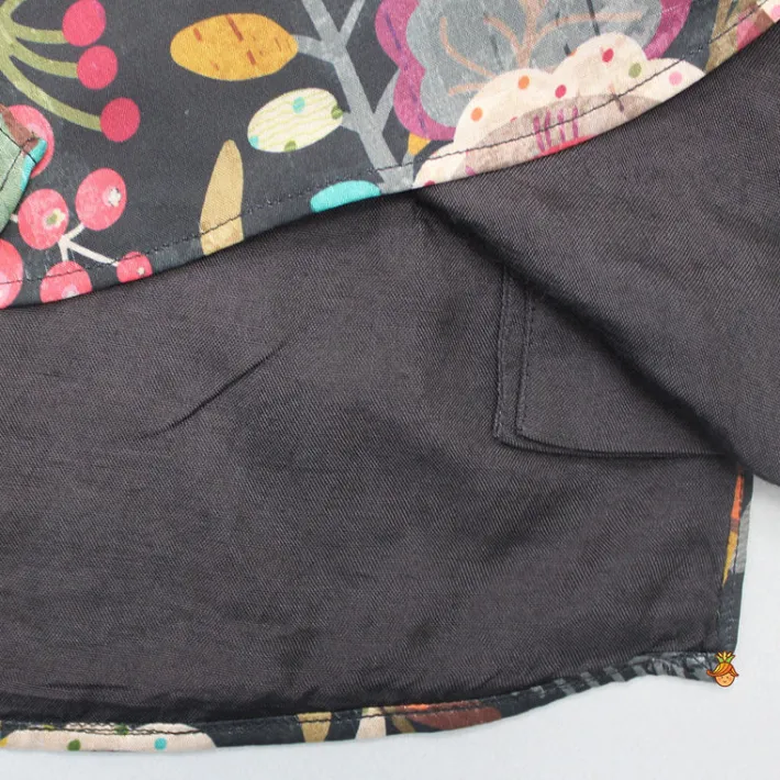 Fashion Multicolour Floral Printed Kurta And Black Pyjama BOY Indian Ethnic Wear | Ethnic Sets