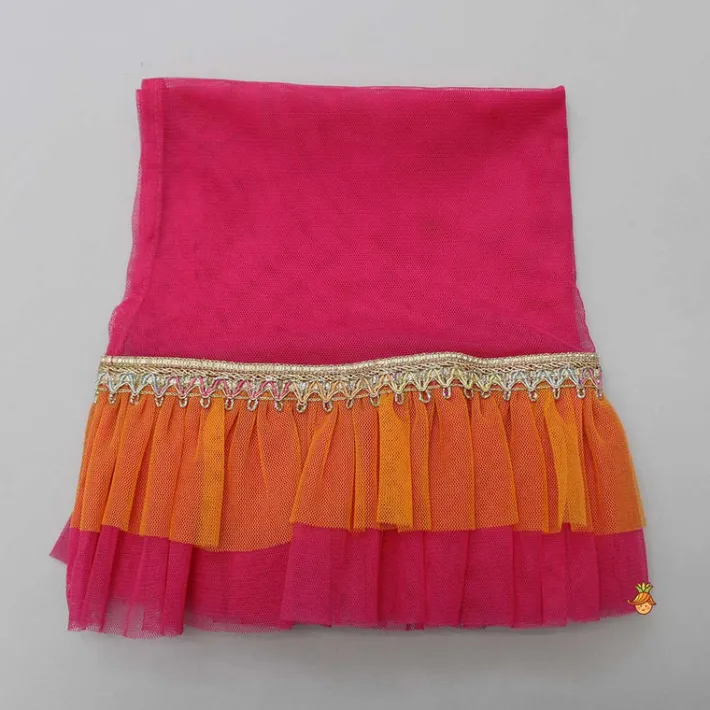 Clearance Multicolour Floral Printed Top And Lehenga With Net Dupatta Twinning Sets | Ethnic Wear