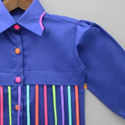 Discount Multicolour Hanging Strings Adorned Blue Dress Dresses & Sets | Dresses