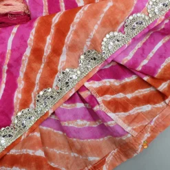 Sale Multicolour Leheriya Printed Kurti With Lace Work Sharara And Dupatta Ethnic Wear | Palazzos & Shararas