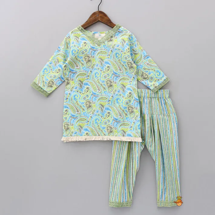 Discount Multicolour Motifs Printed Kurti And Pant Ethnic Wear | Churidars & Salwars