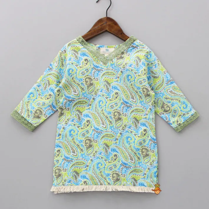Discount Multicolour Motifs Printed Kurti And Pant Ethnic Wear | Churidars & Salwars