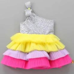 Best Multicolour One Shoulder Ruffle Dress Dresses & Sets | Dresses