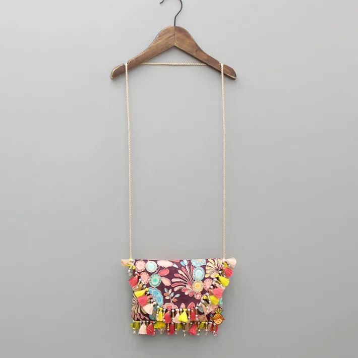 Discount Multicolour Printed And Embroidered Wine Sling Bag Bags
