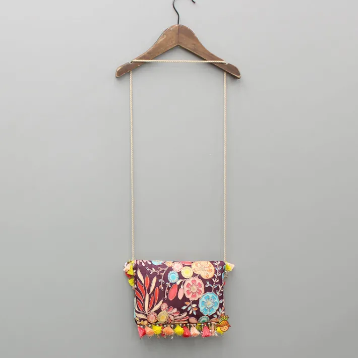 Discount Multicolour Printed And Embroidered Wine Sling Bag Bags