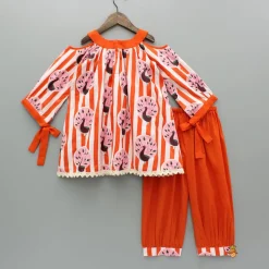 Discount Multicolour Printed And Embroidered Kurti And Pant Ethnic Wear | Churidars & Salwars