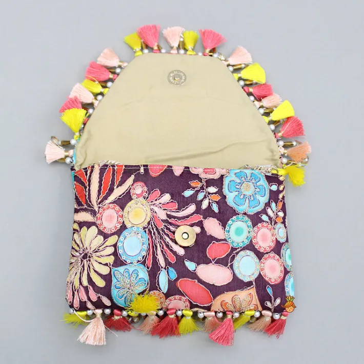 Discount Multicolour Printed And Embroidered Wine Sling Bag Bags