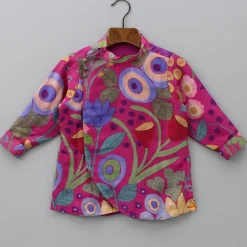 Online Multicolour Printed Asymmetrical Hem Kurta And Pyjama BOY Indian Ethnic Wear | Ethnic Sets