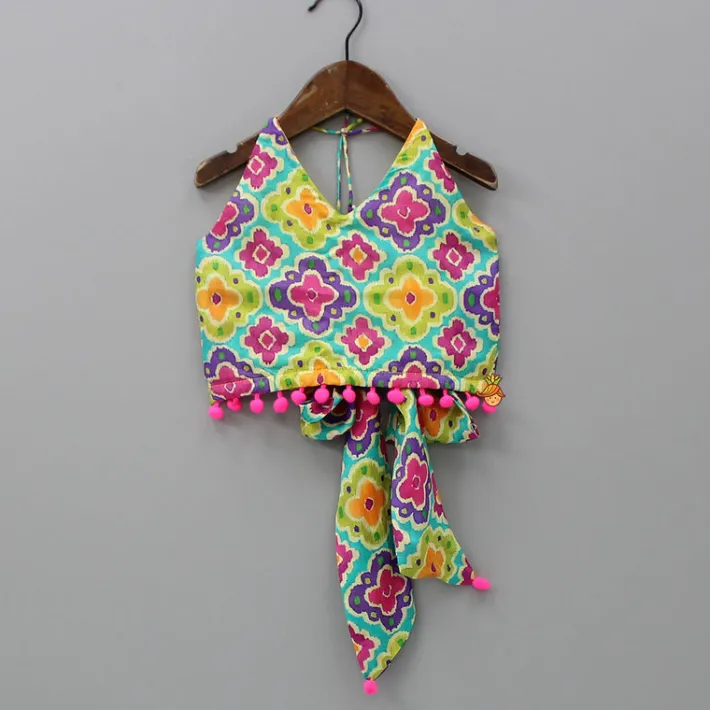 Fashion Multicolour Printed Halter Neck Top And Flared Palazzo Ethnic Wear | Palazzos & Shararas