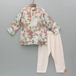 Sale Multicolour Printed Hand Embroidered Kurta And Pyjama BOY Indian Ethnic Wear | Ethnic Sets