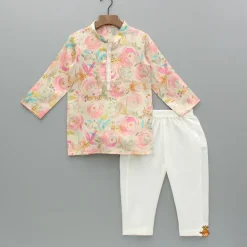 Online Multicolour Printed Kurta With Jacket And Pyjama BOY Twinning Sets | Indian Ethnic Wear