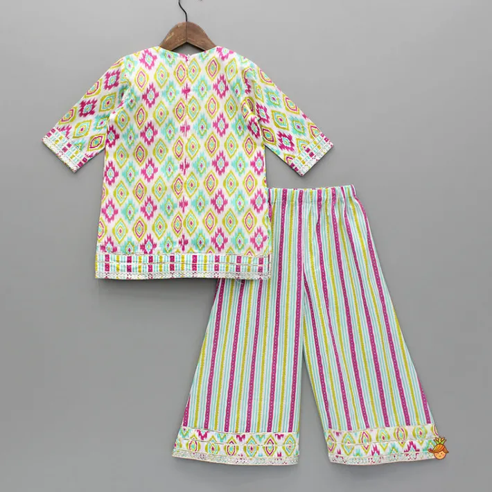 Online Multicolour Printed Kurti And Palazzo With Dupatta Ethnic Wear | Palazzos & Shararas