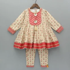 Sale Multicolour Printed Kurti And Pant With Dupatta Twinning Sets | Ethnic Wear