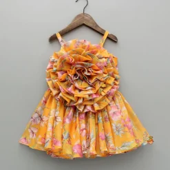 Sale Multicolour Printed Orange Strappy Dress Dresses & Sets | Dresses