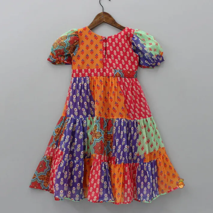 Online Multicolour Printed Tiered Long Kurti Twinning Sets | Ethnic Wear