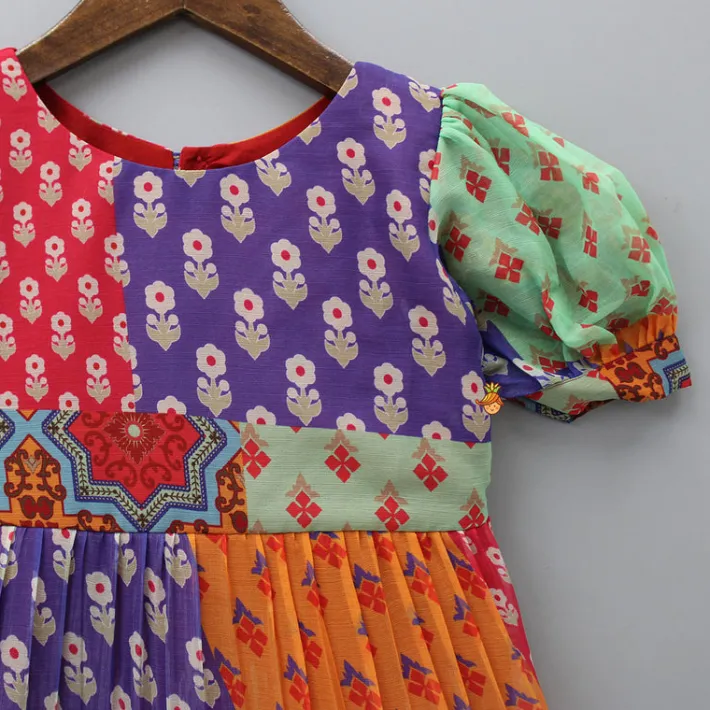 Online Multicolour Printed Tiered Long Kurti Twinning Sets | Ethnic Wear