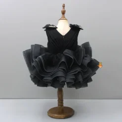 Online Multicolour Ruffle Net Black Dress Dresses & Sets | Dresses