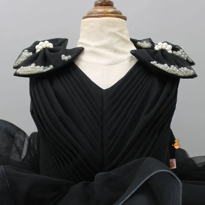 Online Multicolour Ruffle Net Black Dress Dresses & Sets | Dresses