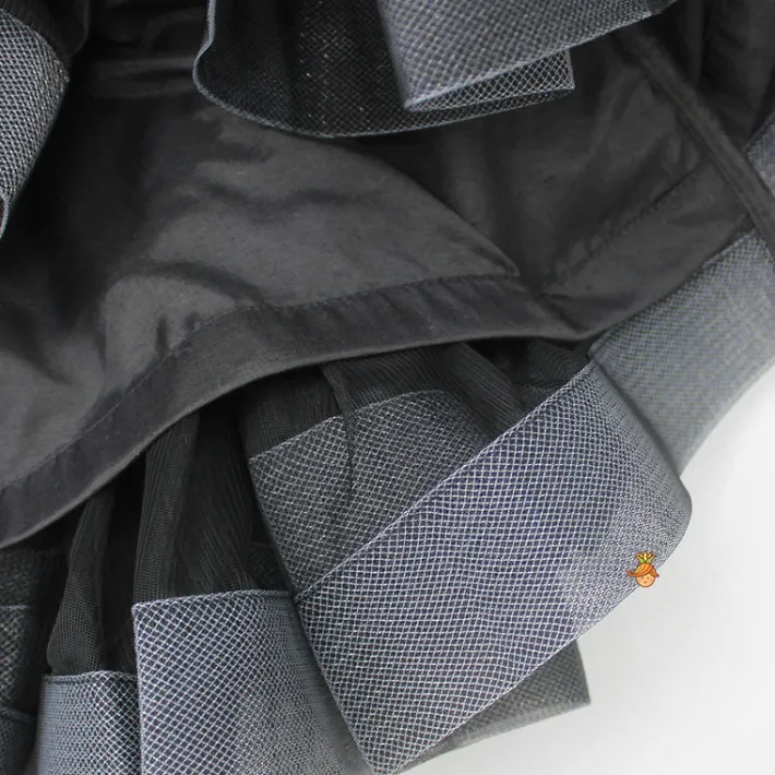 Online Multicolour Ruffle Net Black Dress Dresses & Sets | Dresses