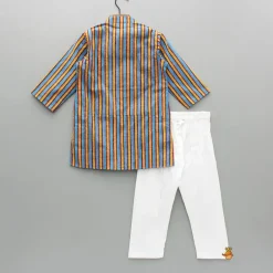 Fashion Multicolour Stripe Printed Kurta And Pyjama BOY Indian Ethnic Wear | Ethnic Sets