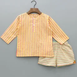 Outlet Multicolour Striped Top And Shorts BOY Sleep Wear | Sleepwear